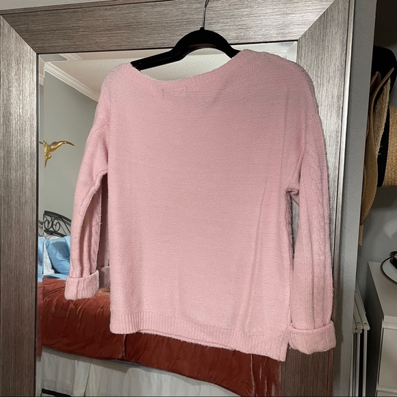 Missguided Off Shoulder Pink Cable Knit Sweater XS - Picture 3 of 3
